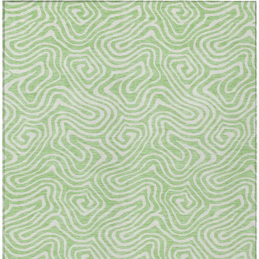 Mint Green And Ivory Abstract Washable Indoor Outdoor Area Rug Photo 7