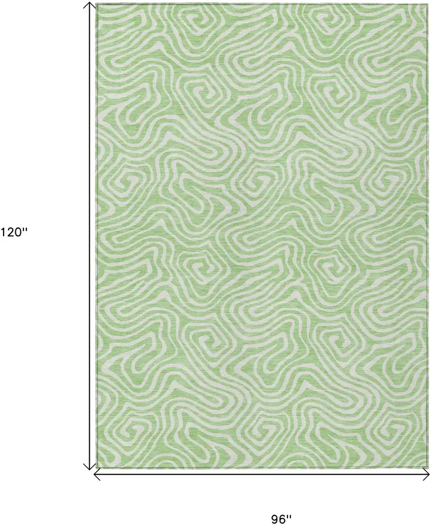 Mint Green And Ivory Abstract Washable Indoor Outdoor Area Rug Photo 3