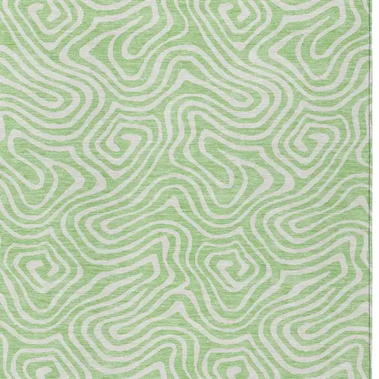 Mint Green And Ivory Abstract Washable Indoor Outdoor Area Rug Photo 6