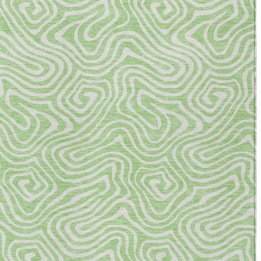Mint Green And Ivory Abstract Washable Indoor Outdoor Area Rug Photo 6