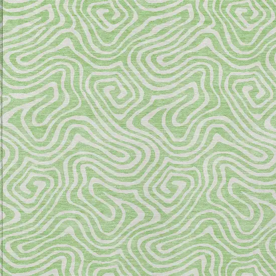 Mint Green And Ivory Abstract Washable Indoor Outdoor Area Rug Photo 6