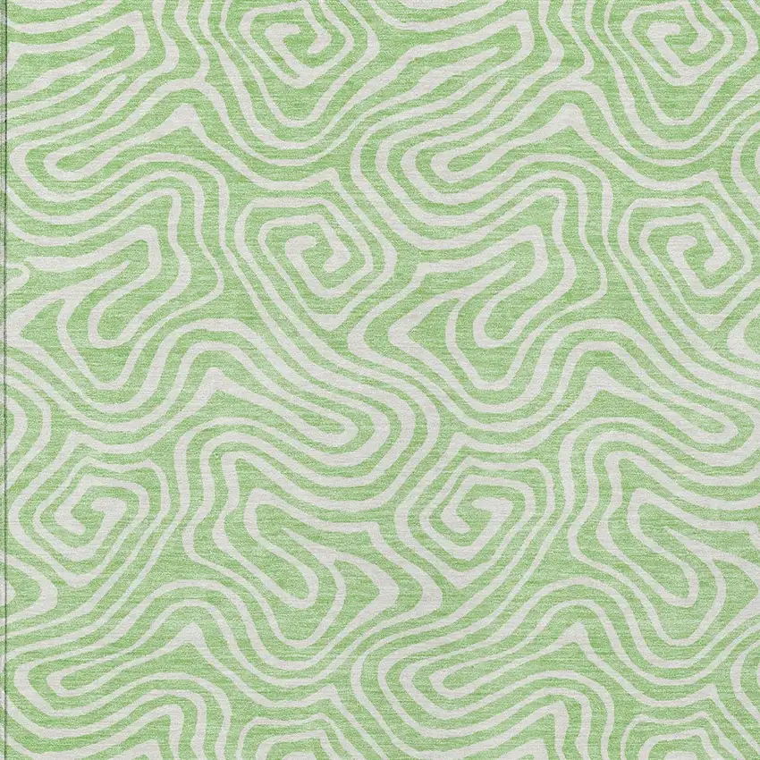Mint Green And Ivory Abstract Washable Indoor Outdoor Area Rug Photo 6