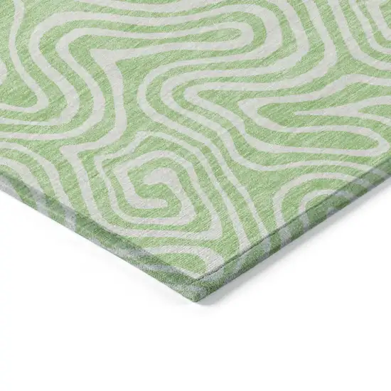 Mint Green And Ivory Abstract Washable Indoor Outdoor Area Rug Photo 5