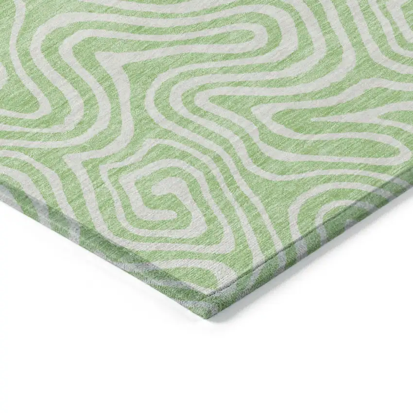Mint Green And Ivory Abstract Washable Indoor Outdoor Area Rug Photo 5