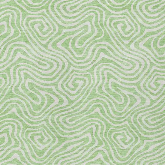 Mint Green And Ivory Abstract Washable Indoor Outdoor Area Rug Photo 6