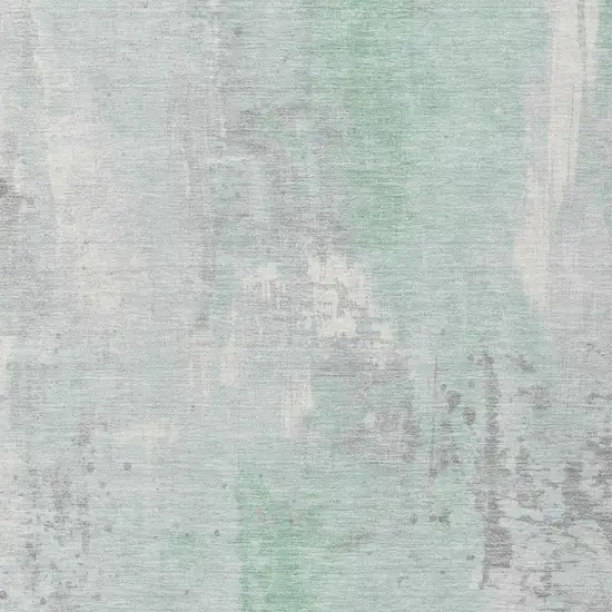 Mint Green And Ivory Abstract Washable Indoor Outdoor Area Rug Photo 4