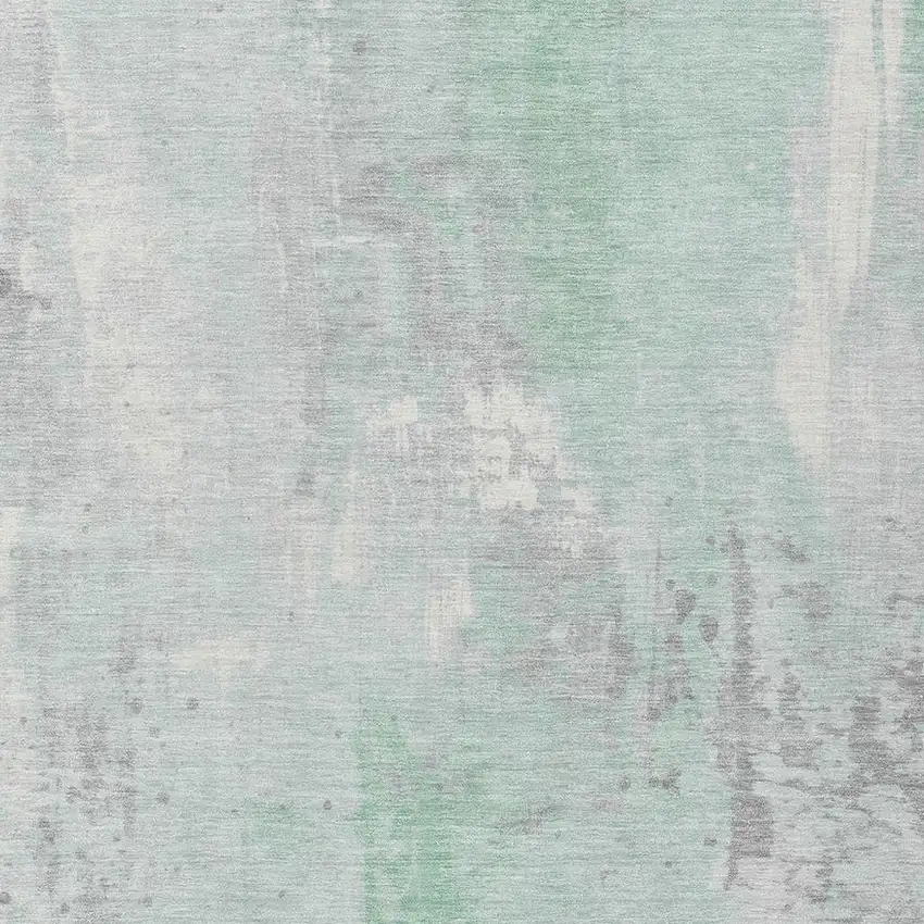 Mint Green And Ivory Abstract Washable Indoor Outdoor Area Rug Photo 4