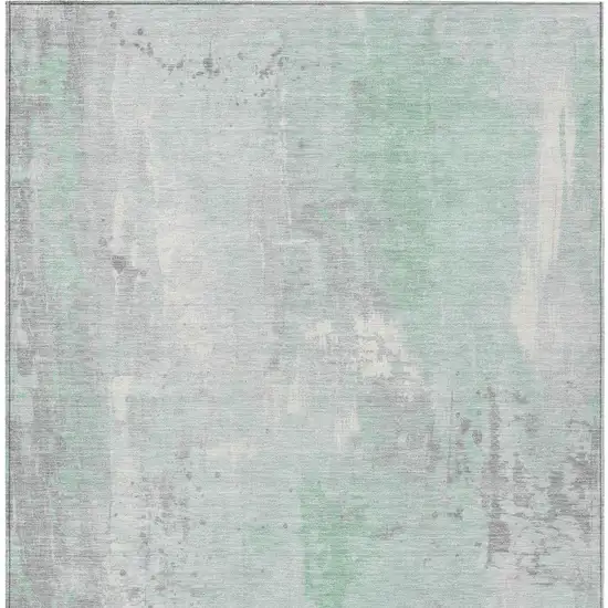 Mint Green And Ivory Abstract Washable Indoor Outdoor Area Rug Photo 3