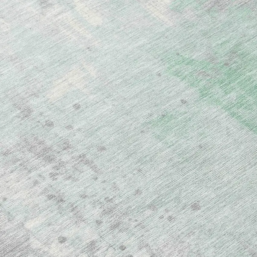 Mint Green And Ivory Abstract Washable Indoor Outdoor Area Rug Photo 8