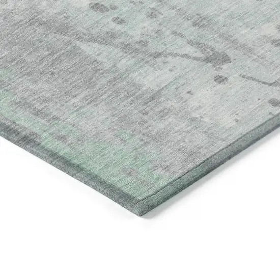 Mint Green And Ivory Abstract Washable Indoor Outdoor Area Rug Photo 8
