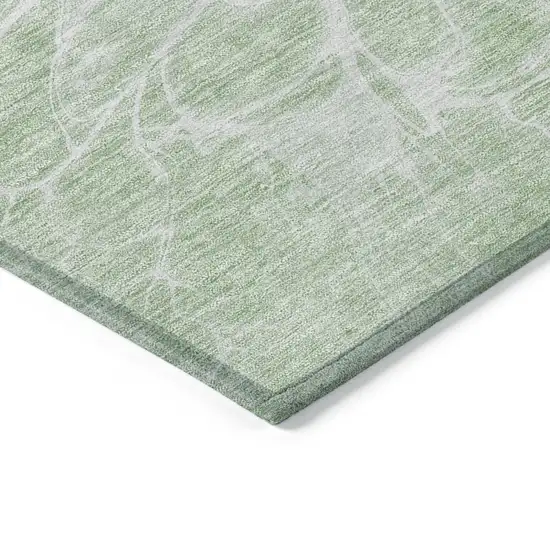Mint Green And Ivory Abstract Washable Indoor Outdoor Area Rug Photo 5
