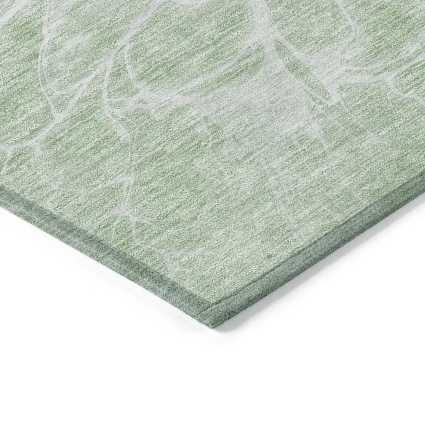 Mint Green And Ivory Abstract Washable Indoor Outdoor Area Rug Photo 5