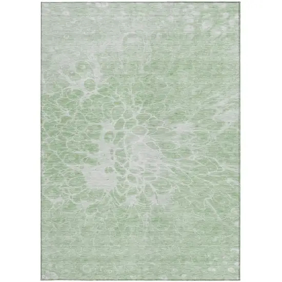 Mint Green And Ivory Abstract Washable Indoor Outdoor Area Rug Photo 7