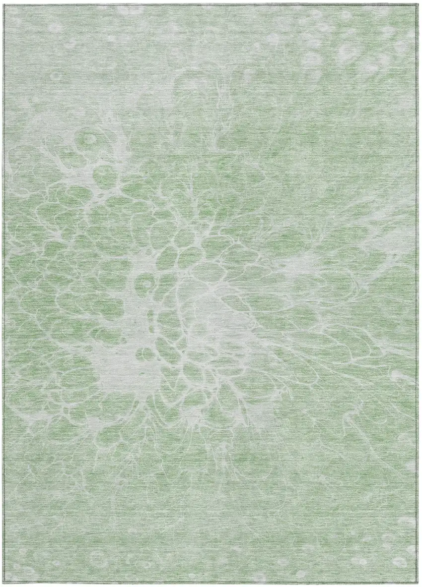 Mint Green And Ivory Abstract Washable Indoor Outdoor Area Rug Photo 7