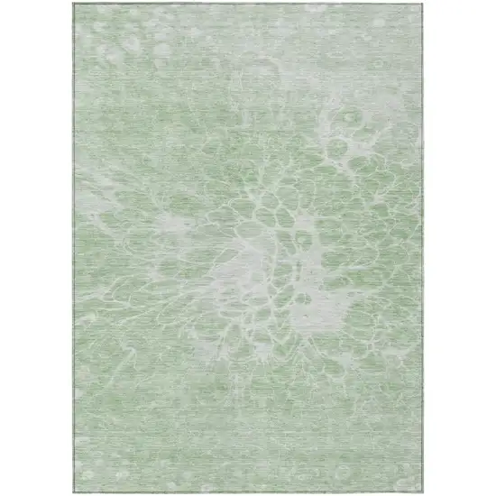 Mint Green And Ivory Abstract Washable Indoor Outdoor Area Rug Photo 2