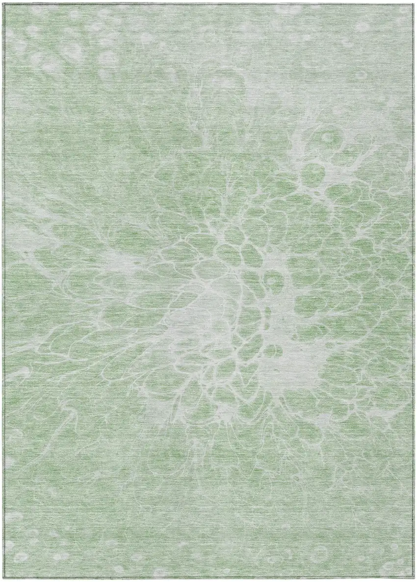 Mint Green And Ivory Abstract Washable Indoor Outdoor Area Rug Photo 2