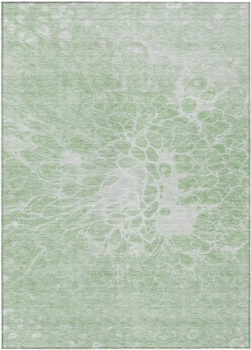 Mint Green And Ivory Abstract Washable Indoor Outdoor Area Rug Photo 2