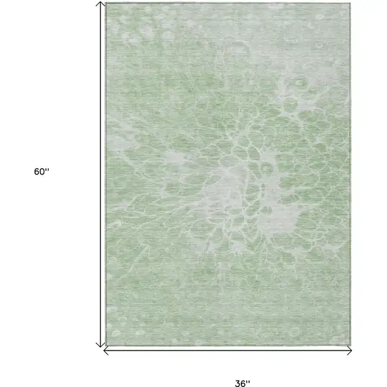 Mint Green And Ivory Abstract Washable Indoor Outdoor Area Rug Photo 3