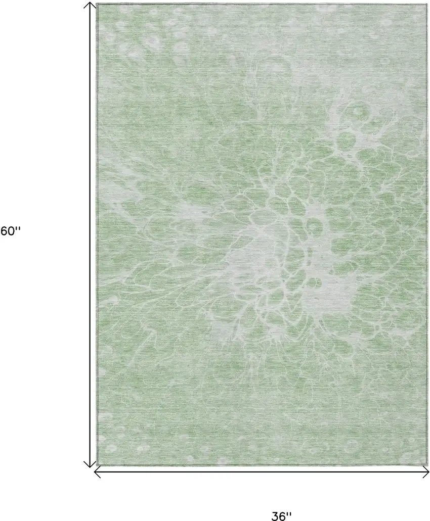 Mint Green And Ivory Abstract Washable Indoor Outdoor Area Rug Photo 3