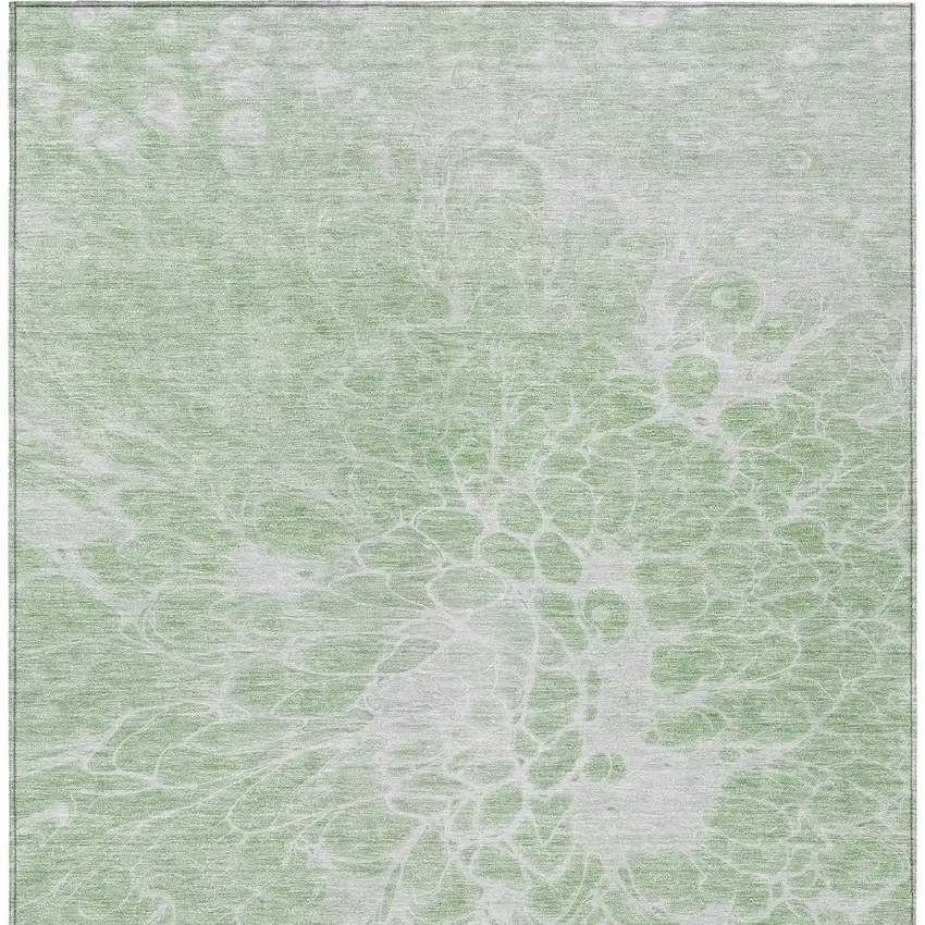 Mint Green And Ivory Abstract Washable Indoor Outdoor Area Rug Photo 6
