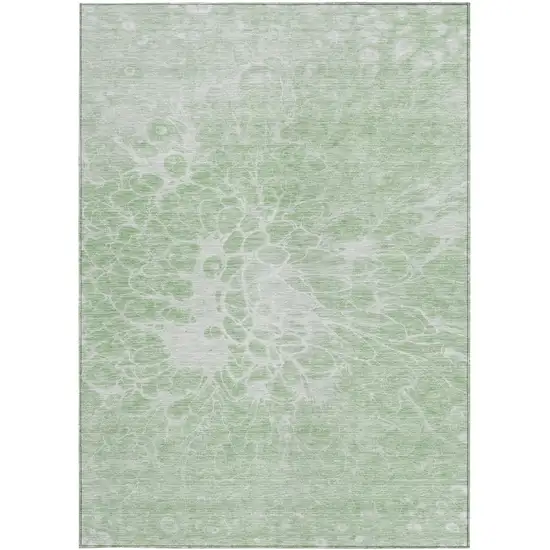 Mint Green And Ivory Abstract Washable Indoor Outdoor Area Rug Photo 7