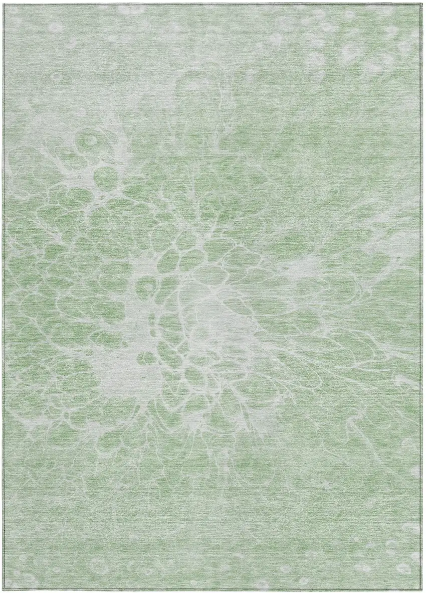Mint Green And Ivory Abstract Washable Indoor Outdoor Area Rug Photo 7