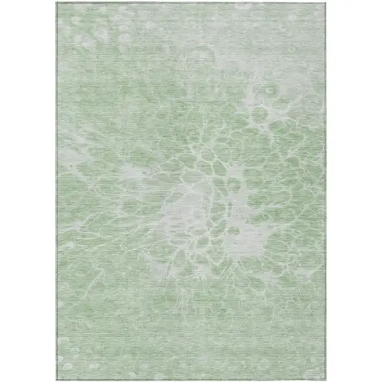 Mint Green And Ivory Abstract Washable Indoor Outdoor Area Rug Photo 2