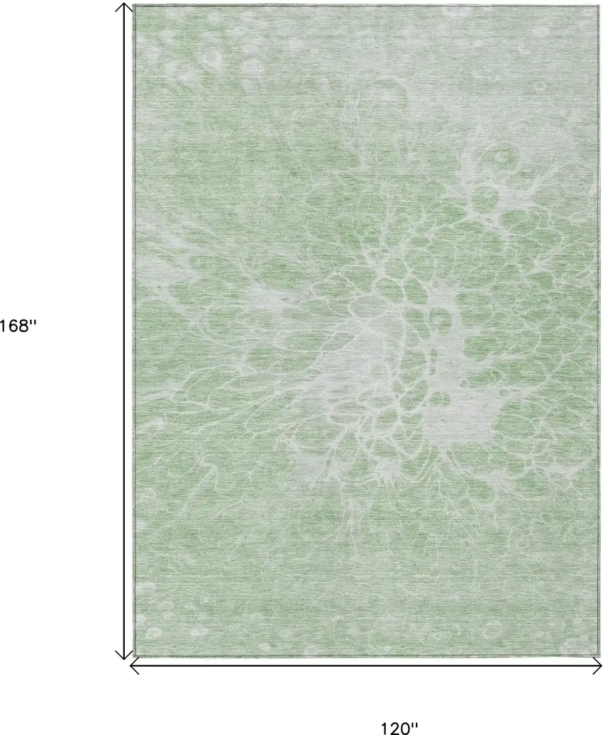 Mint Green And Ivory Abstract Washable Indoor Outdoor Area Rug Photo 3