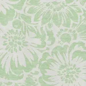 Photo of Mint Green And Ivory Floral Washable Area Rug With UV Protection