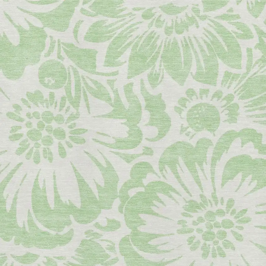 Mint Green And Ivory Floral Washable Area Rug With UV Protection Photo 3