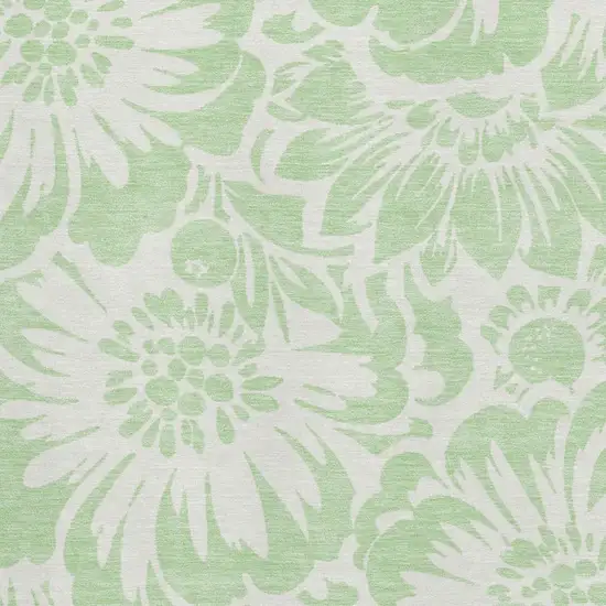Mint Green And Ivory Floral Washable Area Rug With UV Protection Photo 3