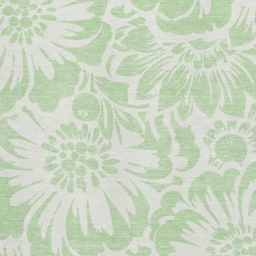 Mint Green And Ivory Floral Washable Area Rug With UV Protection Photo 3