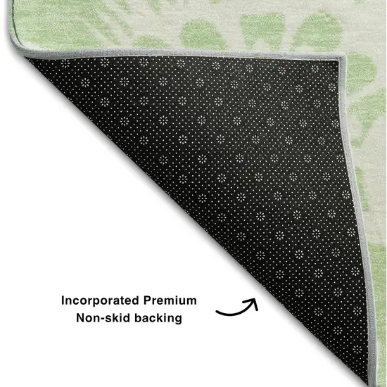 Mint Green And Ivory Floral Washable Area Rug With UV Protection Photo 7