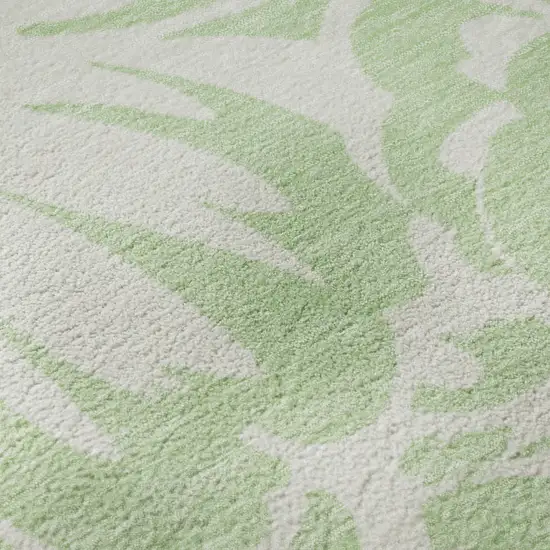 Mint Green And Ivory Floral Washable Area Rug With UV Protection Photo 9