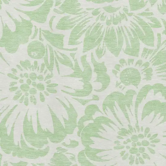 Mint Green And Ivory Floral Washable Area Rug With UV Protection Photo 3
