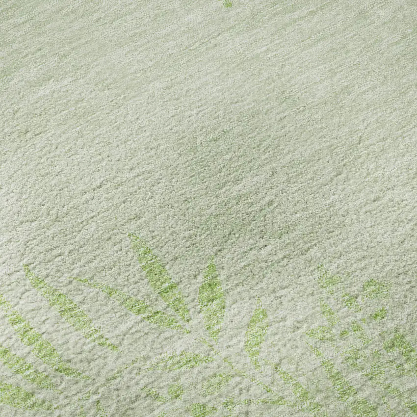 Mint Green And Ivory Floral Washable Area Rug With UV Protection Photo 9