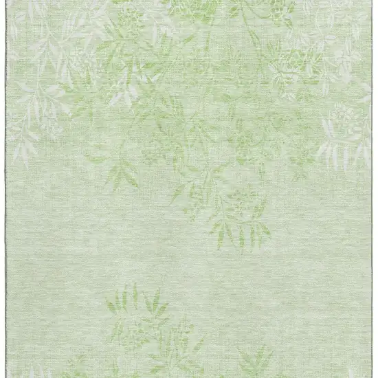 Mint Green And Ivory Floral Washable Area Rug With UV Protection Photo 2