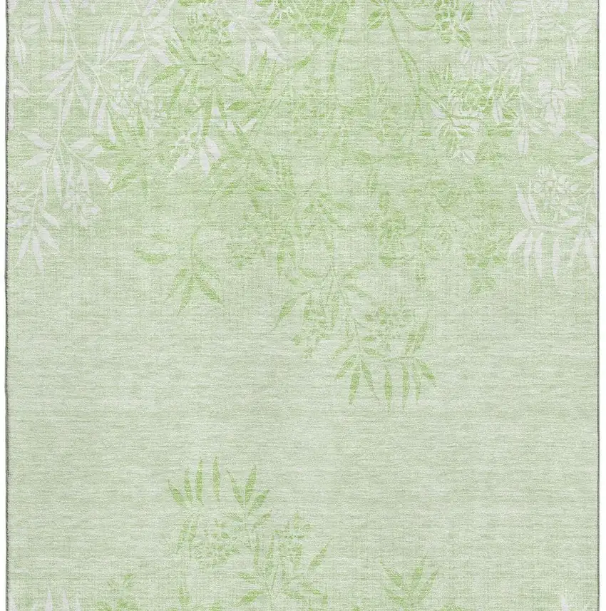 Mint Green And Ivory Floral Washable Area Rug With UV Protection Photo 2