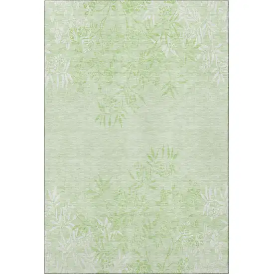 Mint Green And Ivory Floral Washable Area Rug With UV Protection Photo 3