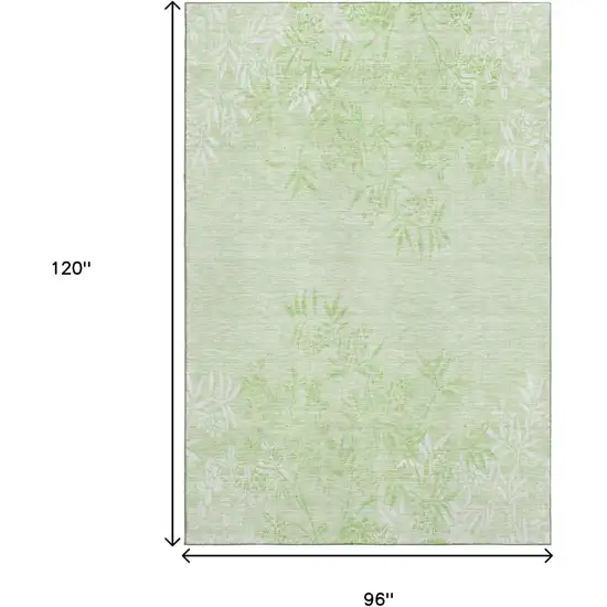 Mint Green And Ivory Floral Washable Area Rug With UV Protection Photo 3