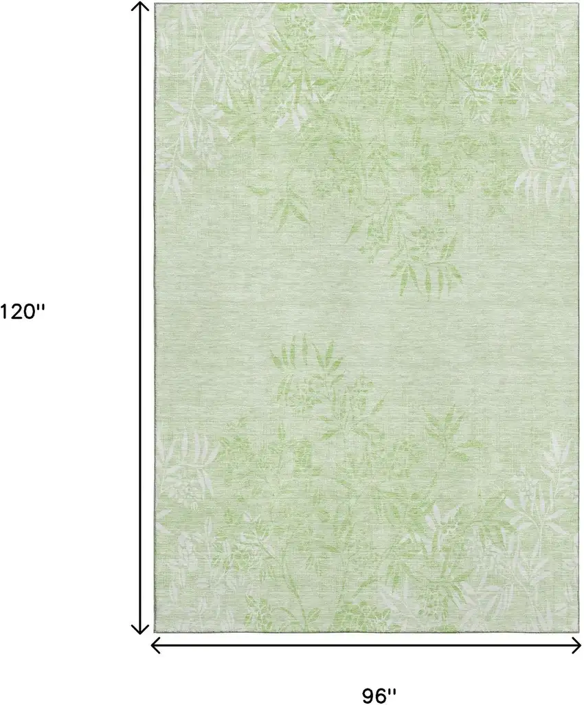 Mint Green And Ivory Floral Washable Area Rug With UV Protection Photo 3