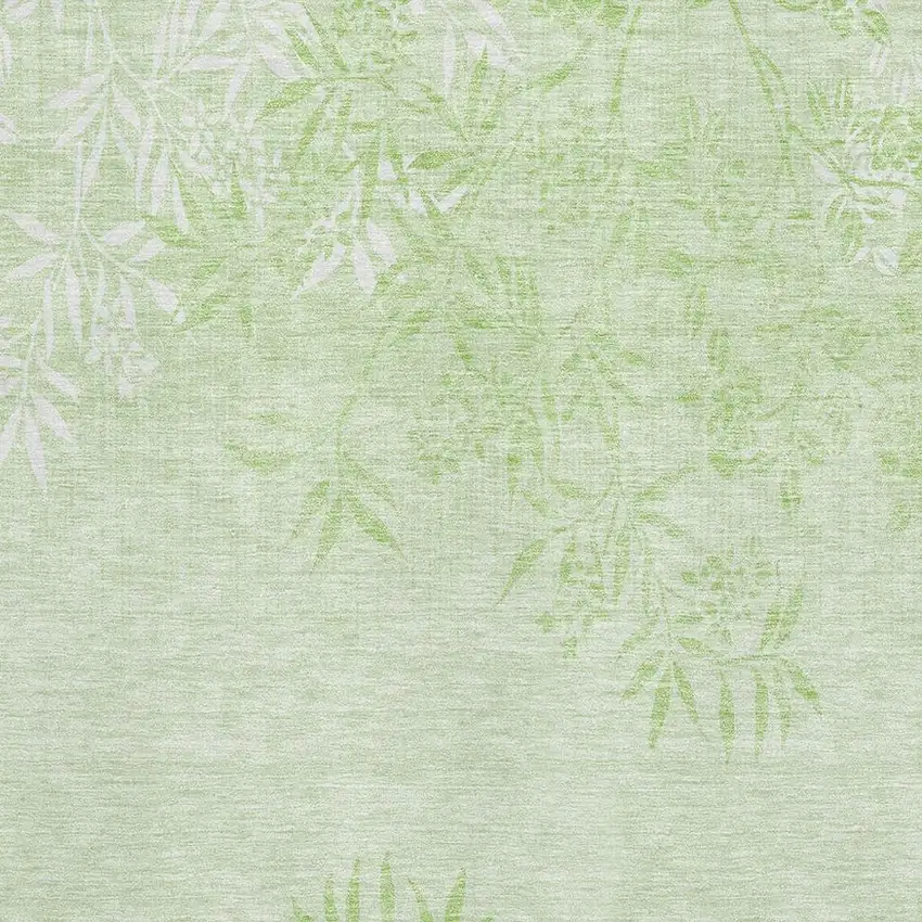 Mint Green And Ivory Floral Washable Area Rug With UV Protection Photo 2