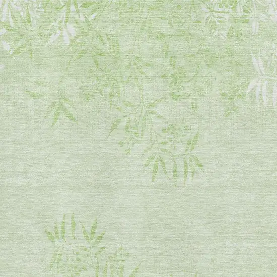 Mint Green And Ivory Floral Washable Area Rug With UV Protection Photo 2