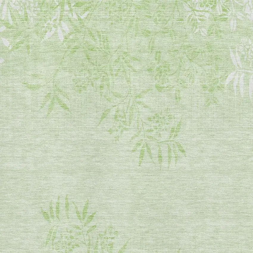 Mint Green And Ivory Floral Washable Area Rug With UV Protection Photo 2