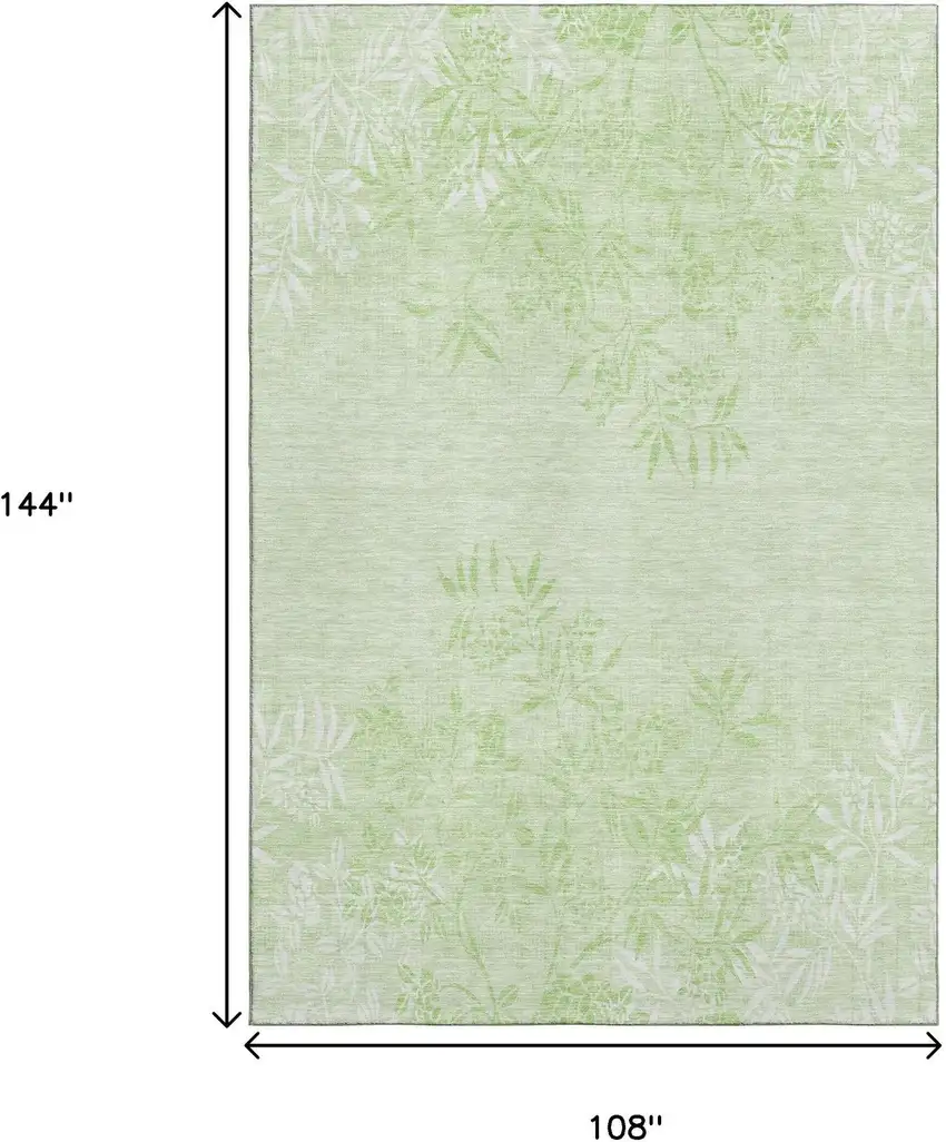Mint Green And Ivory Floral Washable Area Rug With UV Protection Photo 3