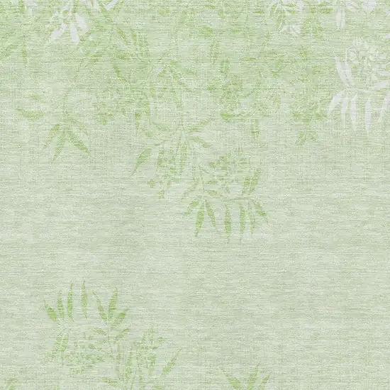 Mint Green And Ivory Floral Washable Area Rug With UV Protection Photo 2