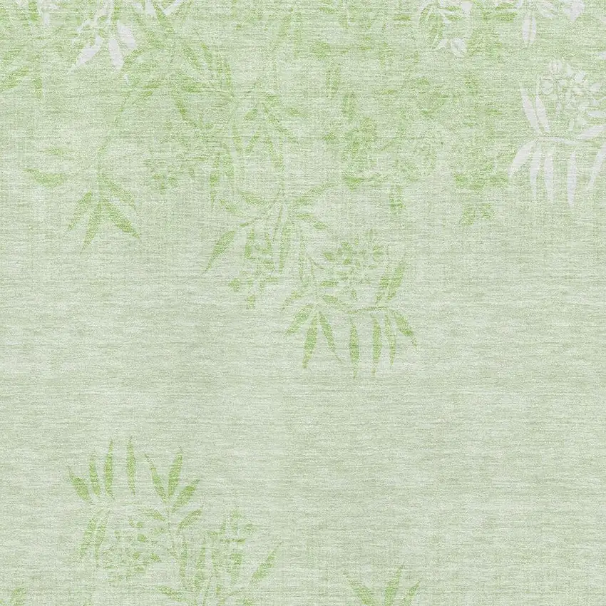 Mint Green And Ivory Floral Washable Area Rug With UV Protection Photo 2