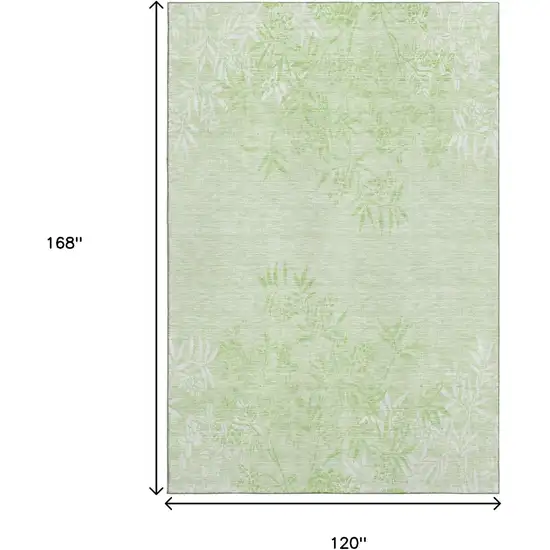 Mint Green And Ivory Floral Washable Area Rug With UV Protection Photo 3