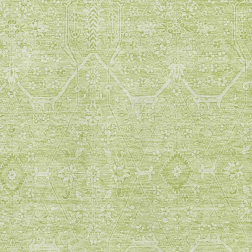 Mint Green And Ivory Floral Washable Area Rug With UV Protection Photo 2