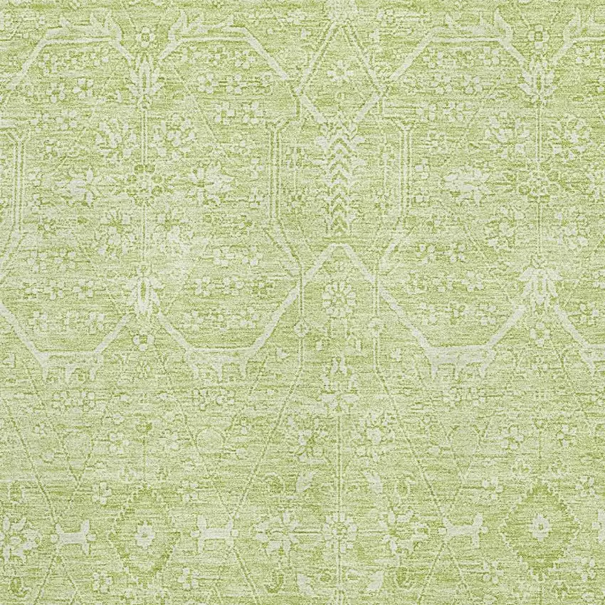 Mint Green And Ivory Floral Washable Area Rug With UV Protection Photo 3